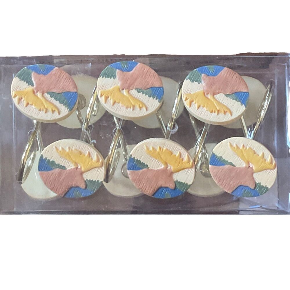 New Moose Elk Shower Hooks Hautman Bros Collection Set Of 12 Rustic Cottagecore